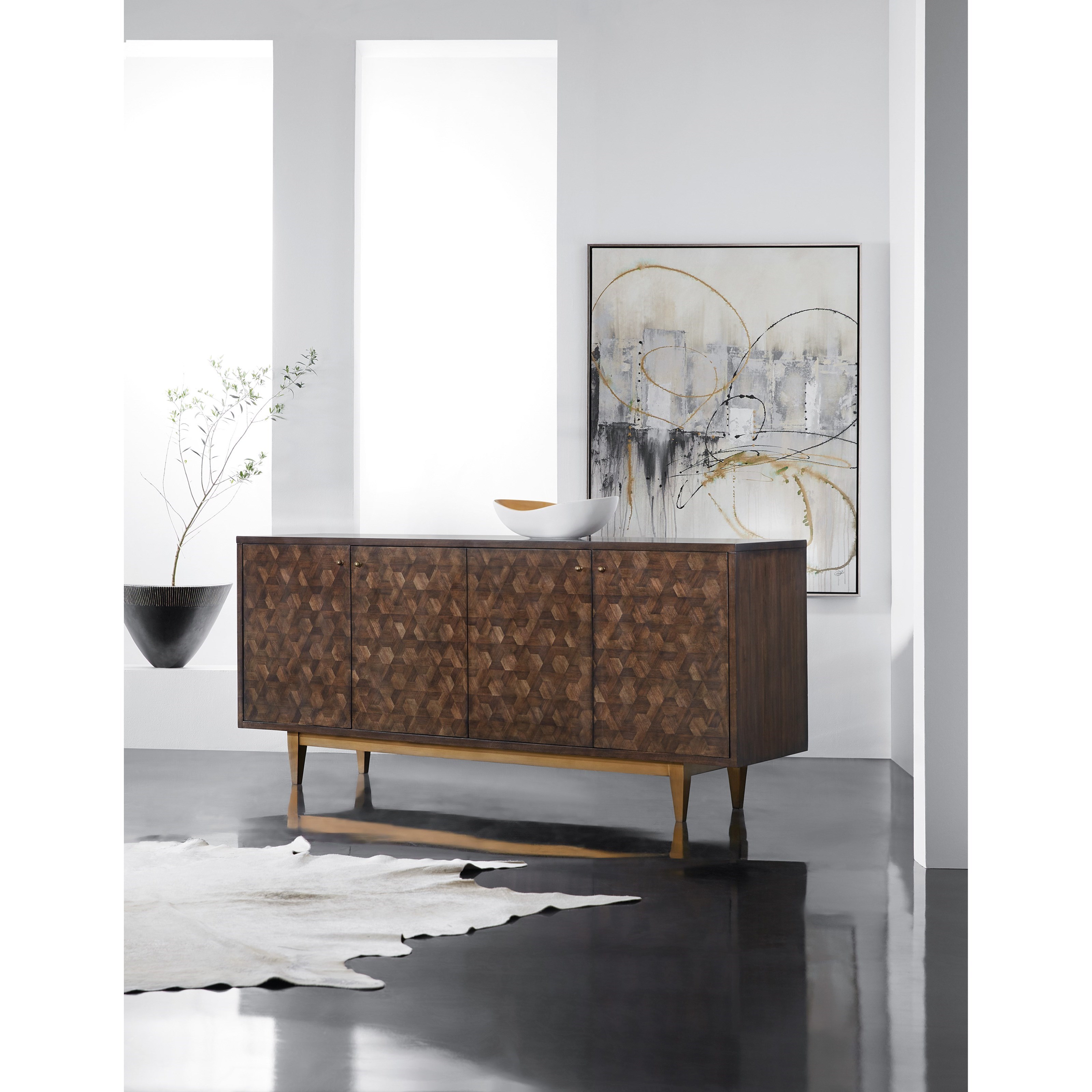 Hooker Furniture Melange Contemporary Alpine FourDoor Credenza